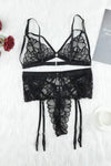 Strappy Three-Piece Lace Lingerie Set Bras & Pantie Set - Tophatter Daily Deals