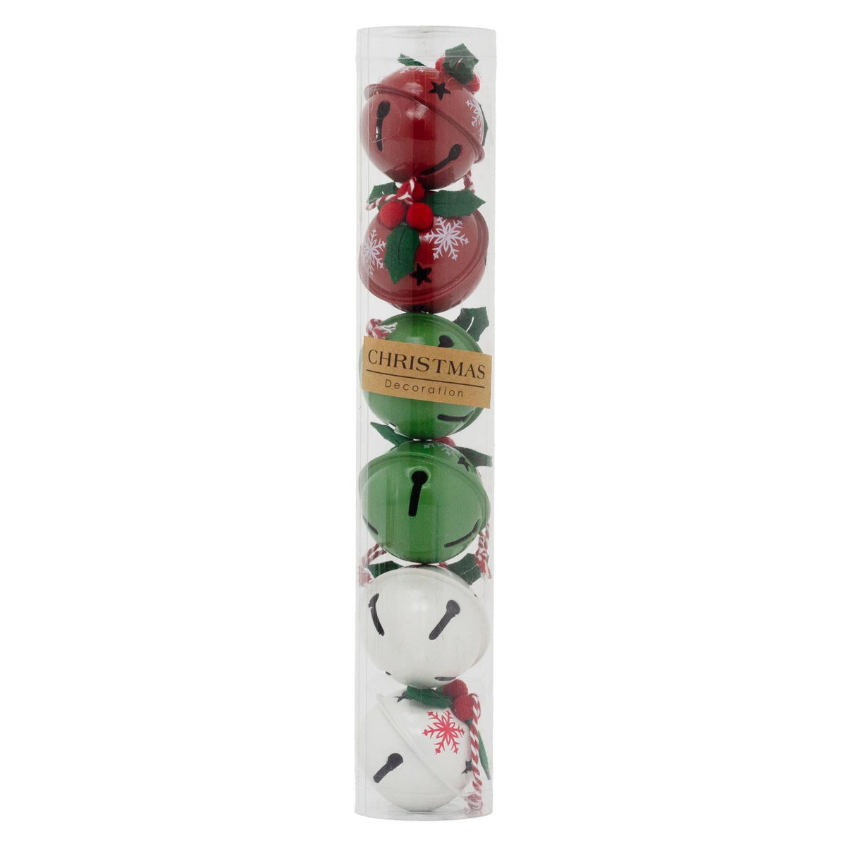 Set of 6 Baubles Festive Jingle Bells | Christmas Tree Hanging Ornaments - 4cm Baubles - Tophatter Daily Deals