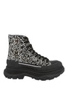 Alexander McQueen Crystal Embellished Tread Slick Boots Black Silver Footwear - Tophatter Daily Deals