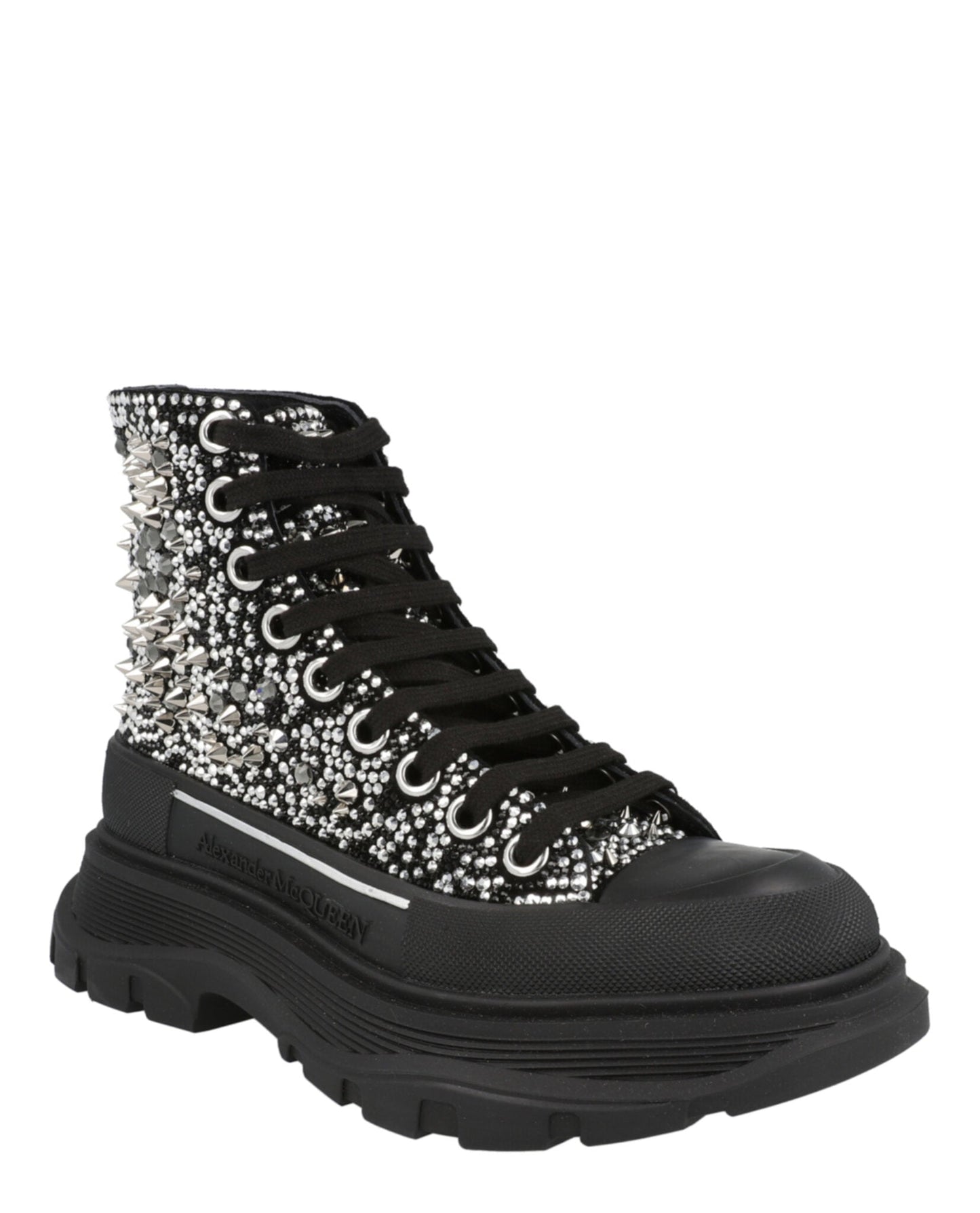 Alexander McQueen Crystal Embellished Tread Slick Boots Footwear - Tophatter Daily Deals