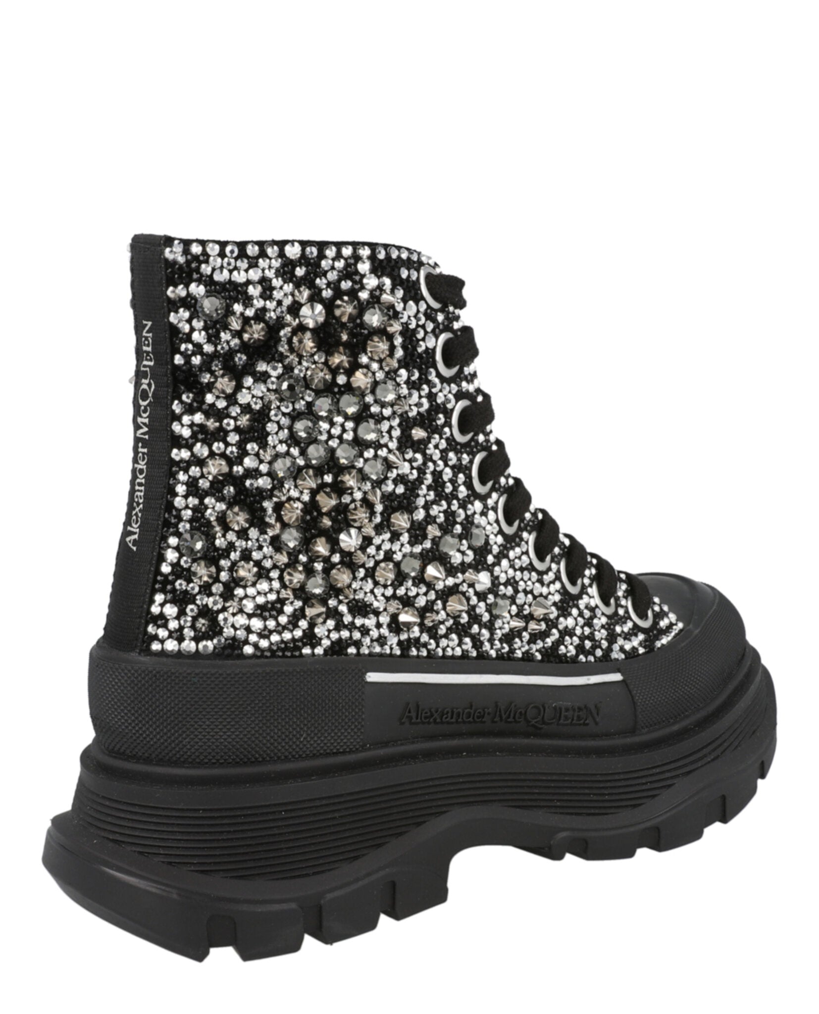 Alexander McQueen Crystal Embellished Tread Slick Boots Footwear - Tophatter Daily Deals