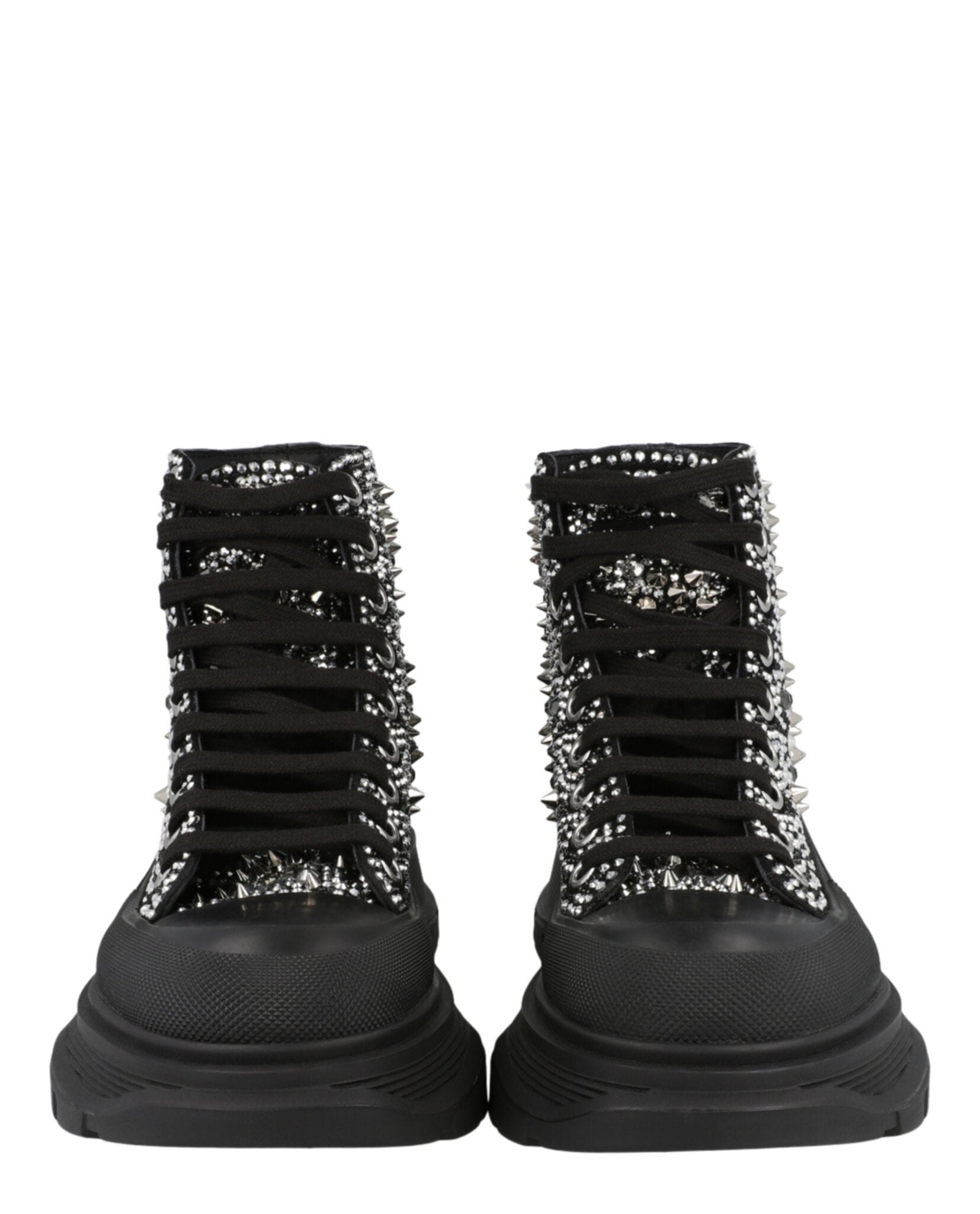 Alexander McQueen Crystal Embellished Tread Slick Boots Footwear - Tophatter Daily Deals