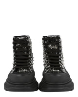 Alexander McQueen Crystal Embellished Tread Slick Boots Footwear - Tophatter Daily Deals