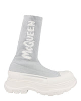Alexander McQueen Ribbed Tread Slick Boots Silver White Footwear - Tophatter Daily Deals