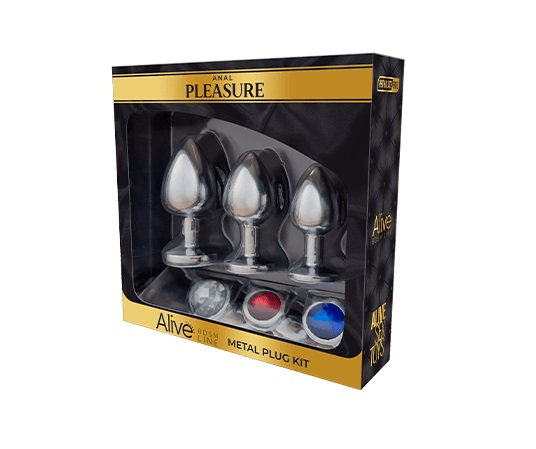 Alive Metal Plug Kit with Shiny Diamond Tips, Set of Three > Anal Range > Butt Plug Kits - Tophatter Daily Deals