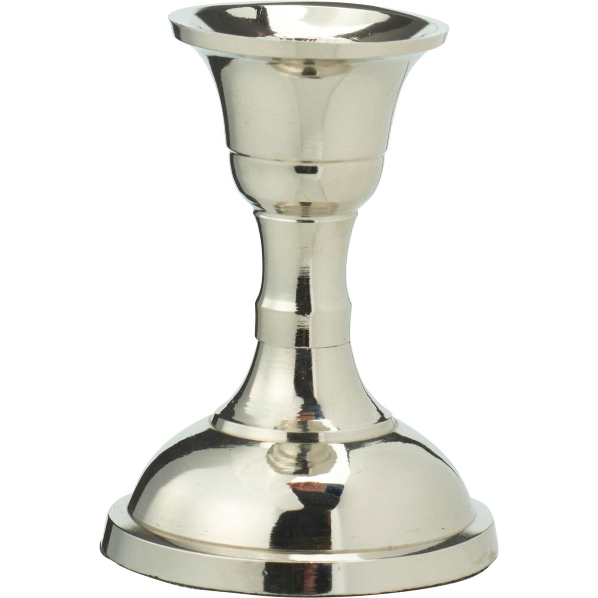 Silver Metal Candlestick | Silver Effect Short Candle Holder Stand - 8cm Candlestick - Tophatter Daily Deals