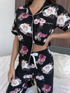 Floral Short Sleeve Shirt and Pants Lounge Set Loungewear Sets - Tophatter Daily Deals