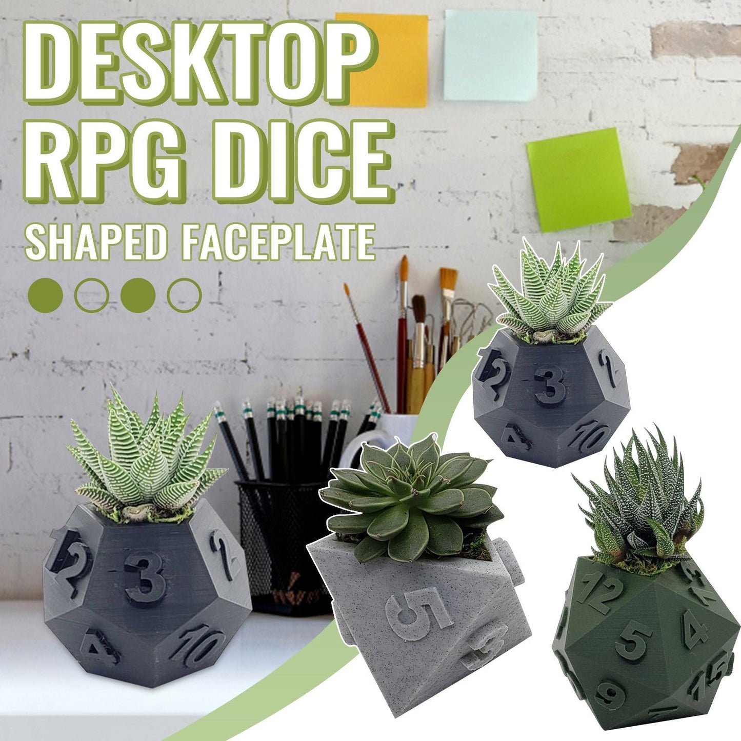 3D Printed Plant Pot Table Top RPG Dice Succulent Planter Set Home Decoration Multifunction Garden Flower Pot 0 - Tophatter Daily Deals