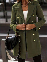 Warm Women’s Wool Coat - Tailored Fit, Flattering Winter Green - Tophatter Daily Deals