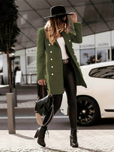 Fitted Women’s Wool Coat - Double Breasted, Insulated Green - Tophatter Daily Deals