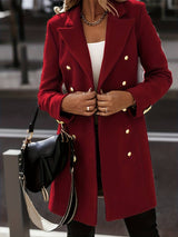 Warm Women’s Wool Coat - Tailored Fit, Flattering Winter Red - Tophatter Daily Deals