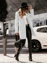 Fitted Women’s Wool Coat - Double Breasted, Insulated White - Tophatter Daily Deals