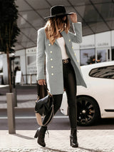 Fitted Women’s Wool Coat - Double Breasted, Insulated Gray - Tophatter Daily Deals