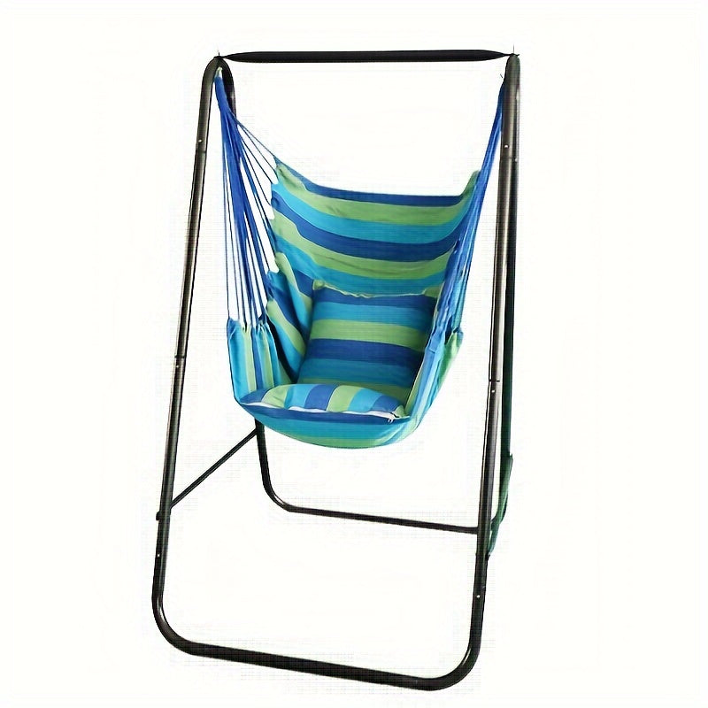 Hammock Chair With Metal Stand Indoor Outdoor Swing Hammocks - Tophatter Daily Deals