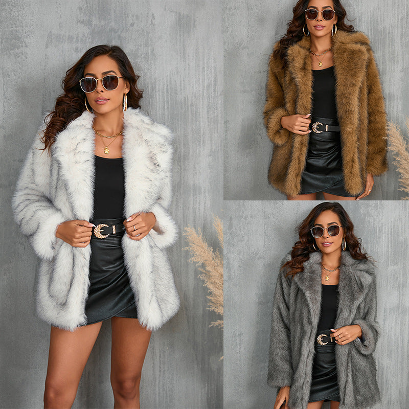 Autumn And Winter Women's Toka Fur Collar Coat 0 - Tophatter Daily Deals