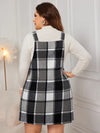 Plus Size Plaid Wide Strap Overall Dress Casual Dresses - Tophatter Daily Deals