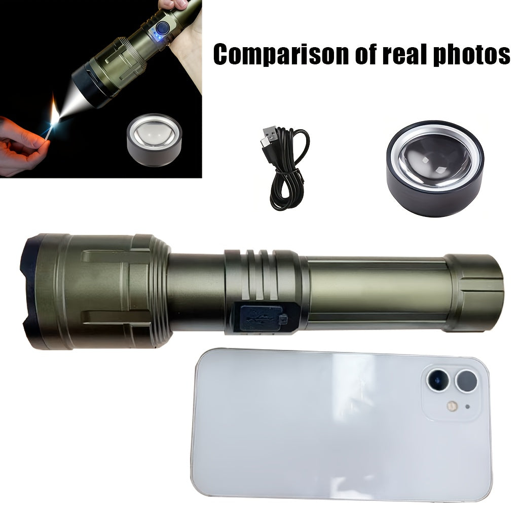 Flashlight Rechargeable with Fresnel Lens Camping & Hiking - Tophatter Daily Deals