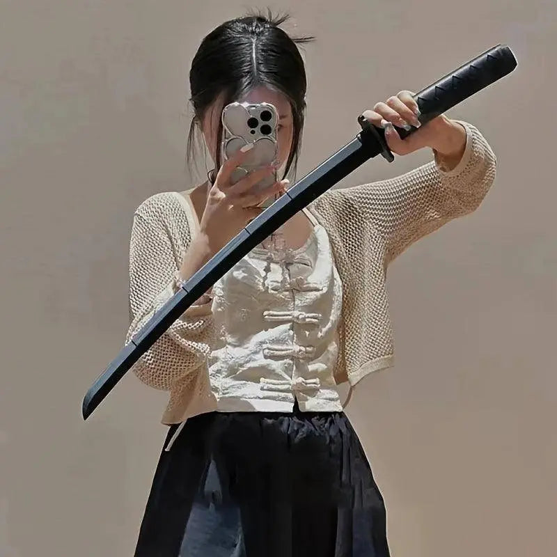 70cm/27.55in Elegant Black Samurai Sword - Perfect for Cosplay, Parties, and Stage Performances - Plastic Material, Suitable for Ages 14 and Up, No Power Required - Tophatter Daily Deals