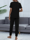 Round Neck Short Sleeve Top and Pants Set Loungewear Sets - Tophatter Daily Deals