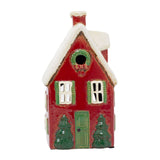 Red Ceramic Christmas House Tealight Holder | Candle Holder Cottage Ornament Candle Holder - Tophatter Daily Deals