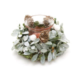 13cm Traditional Christmas Mistletoe Tealight Candle Holder | Christmas Wreath Tea Light Holder | Christmas Candle Centerpiece Candle Holder - Tophatter Daily Deals