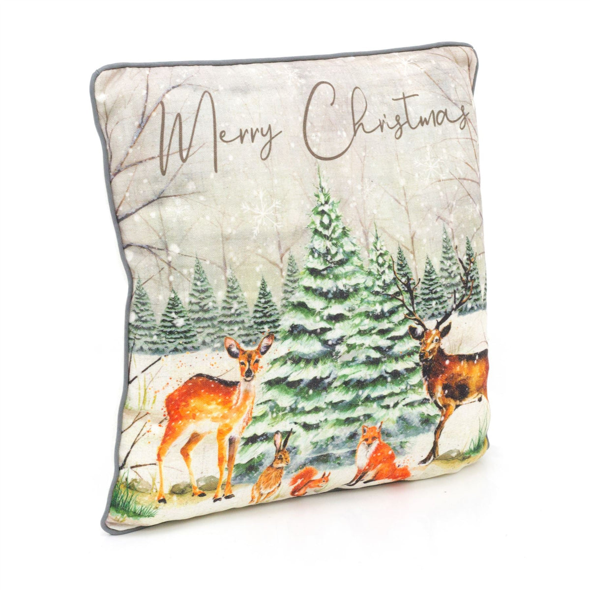 38cm Woodland Animal Christmas Scatter Cushion | Winter Fabric Filled Sofa Cushion | Festive Bed Throw Pillow With Cover Cushion - Tophatter Daily Deals