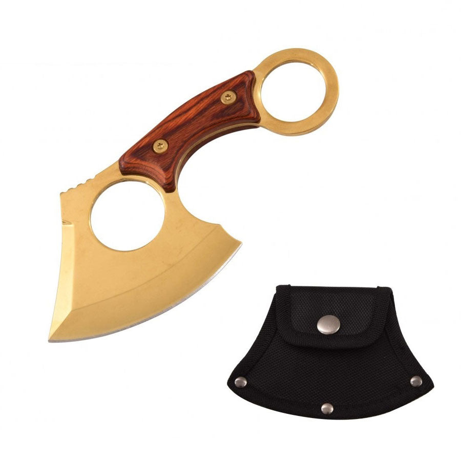 Gold Titanium Straight Edge Fixed Blade Cleaver Axe Hunting knife Karambit - TOPHATTER'S ARMORY DEALS Collectible Weapons - Tophatter Daily Deals