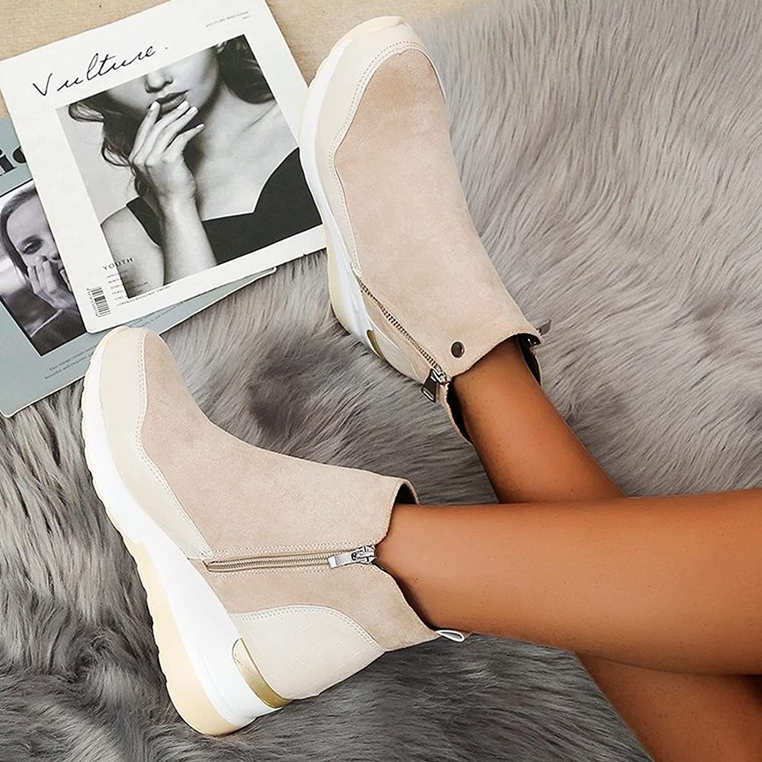 Waterproof Cozy Women’s Ankle Boots - Wedge Suede Heel - Tophatter Daily Deals
