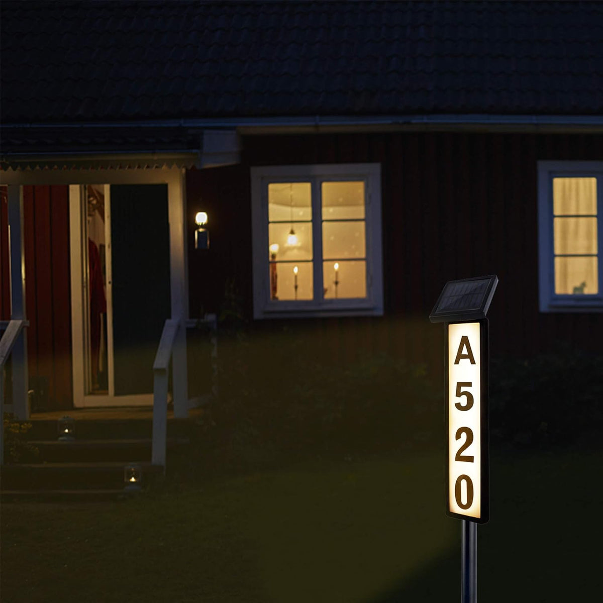 Solar Lighted House Address Sign – LED Illuminated Outdoor Plaque with Ground Stake for Yard, Garden & Home Outdoor Lighting - Tophatter Daily Deals