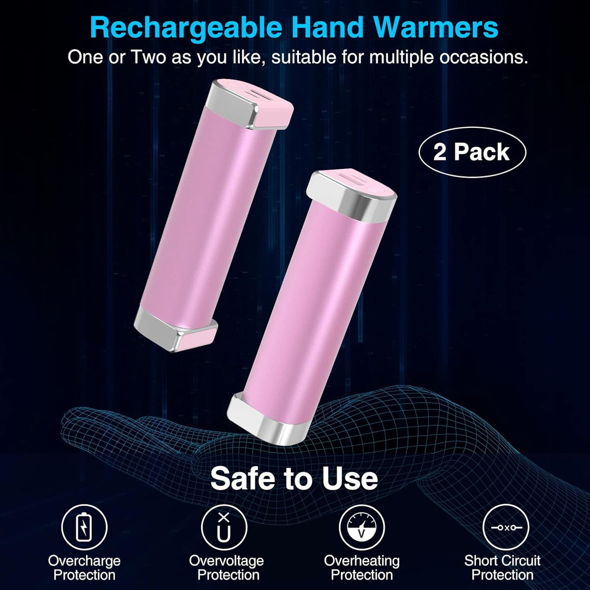 2 Packs Split-Magnetic Electric Reusable Handwarmer, 10000mAh & 360° Heating MAX 15 Hrs Warmth & 3 Levels Temp Portable USB Power Bank Health & Wellness - Tophatter Daily Deals