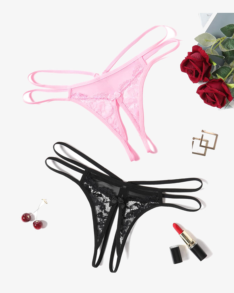 Lace Panties Floral Lace Briefs G-String Black Pink Lingeries-panties - Tophatter Daily Deals