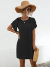 Round Neck Flutter Sleeve Mini Dress Casual Dresses - Tophatter Daily Deals