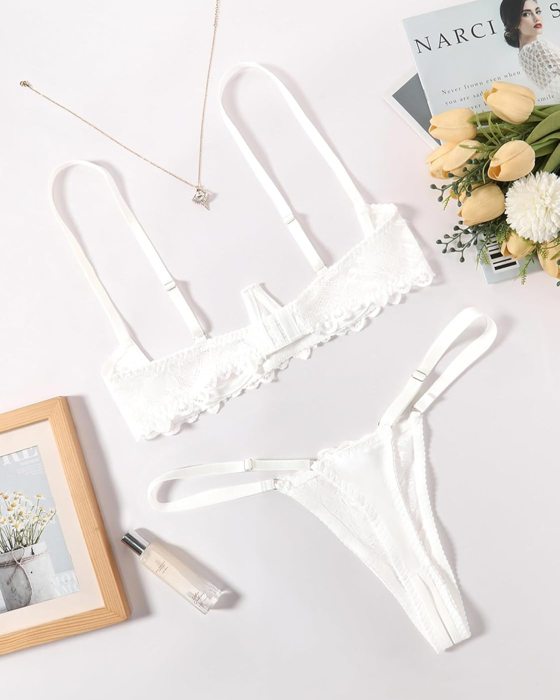 Lace Bra and Panty Underwire Lingerie Set Lingerie Sets-Bra Sets - Tophatter Daily Deals