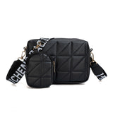 2Pcs Rhombus Shoulder Bag With Wallet Letter Print Wide Shoulder Strap Small Square Bag Large Capacity Cell Phone Crossbody Bags Black 4 - Tophatter Daily Deals