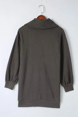 Half Zip Dropped Shoulder Mini Sweatshirt Dress Casual Dresses - Tophatter Daily Deals