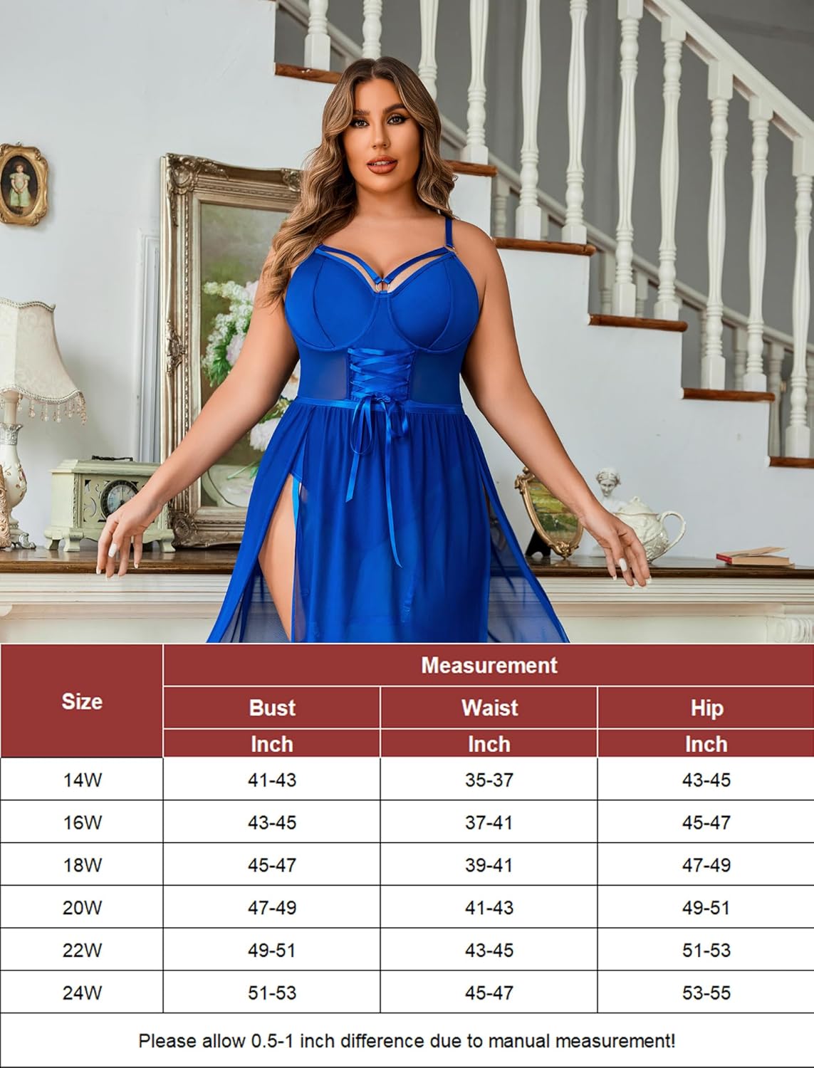 Plus Size Bodysuit with High Slit dress Lingerie Sets-Plus size - Tophatter Daily Deals