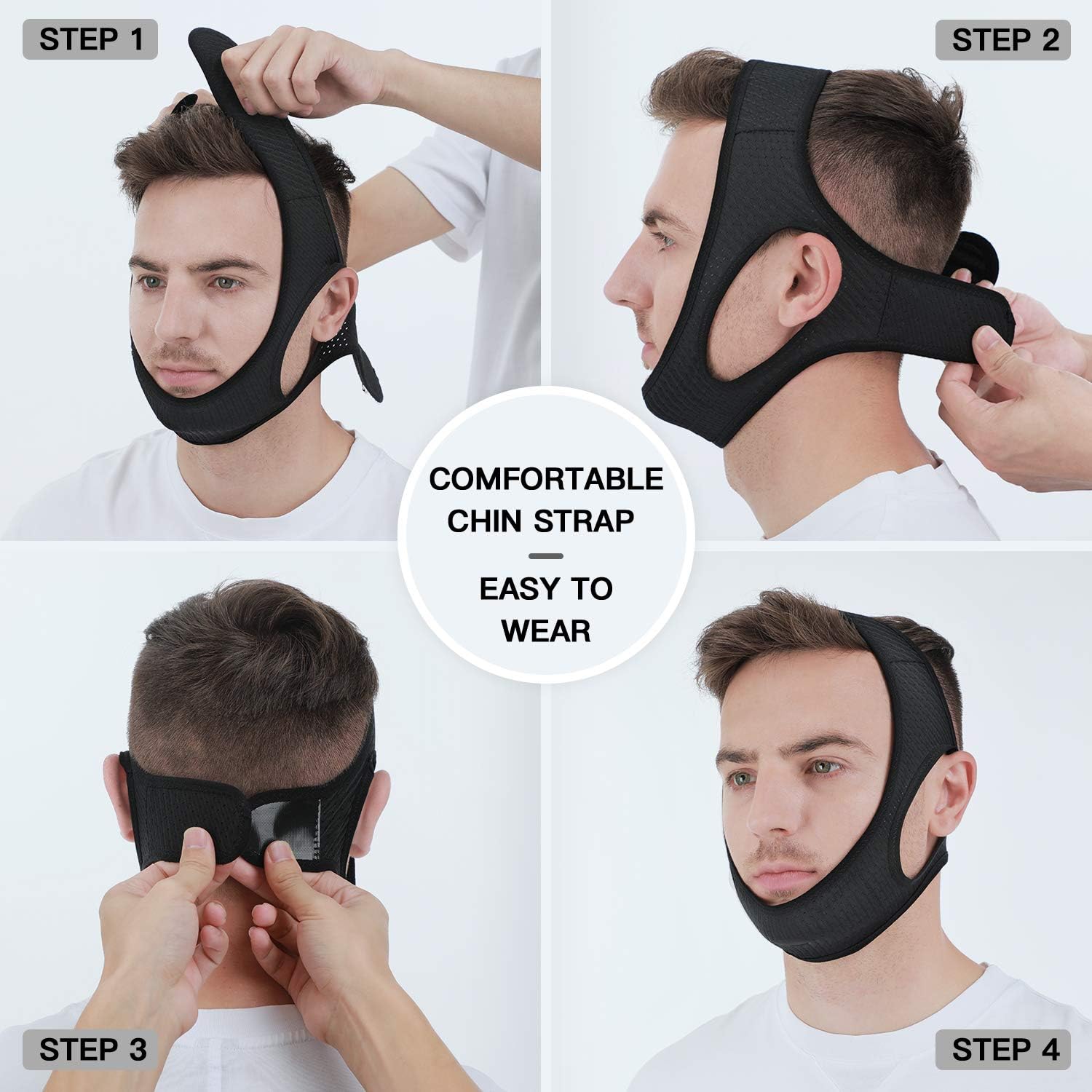 Anti Snoring Chin Strap Breathable Sleep Apnea Aid 2025 - Tophatter Daily Deals