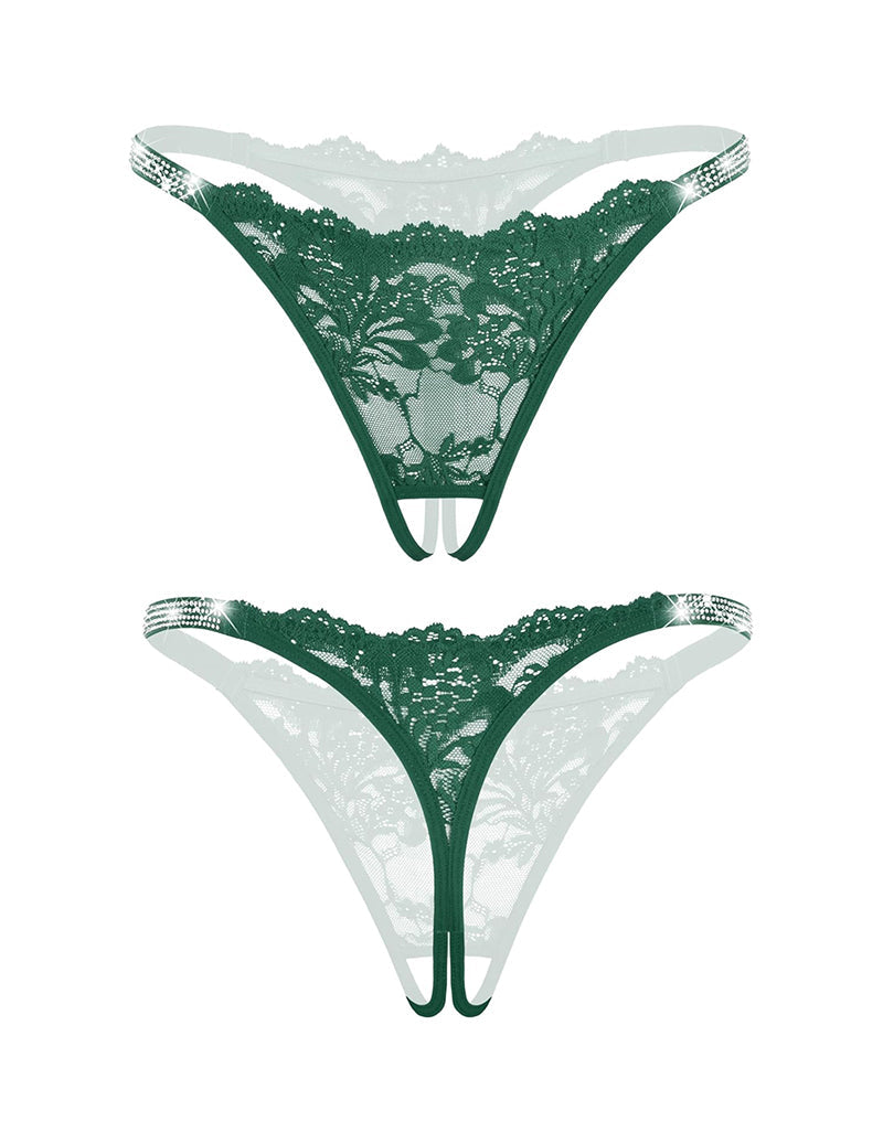 Floral Lace Briefs Rhinestones Strap Panties Lingeries-panties - Tophatter Daily Deals