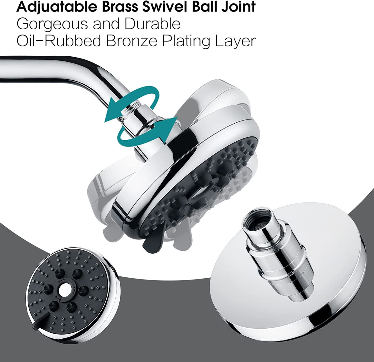 3 Spray Fixed Rainfall Shower Head with Adjustable Metal Swivel Ball Joint Home Improvement - Tophatter Daily Deals
