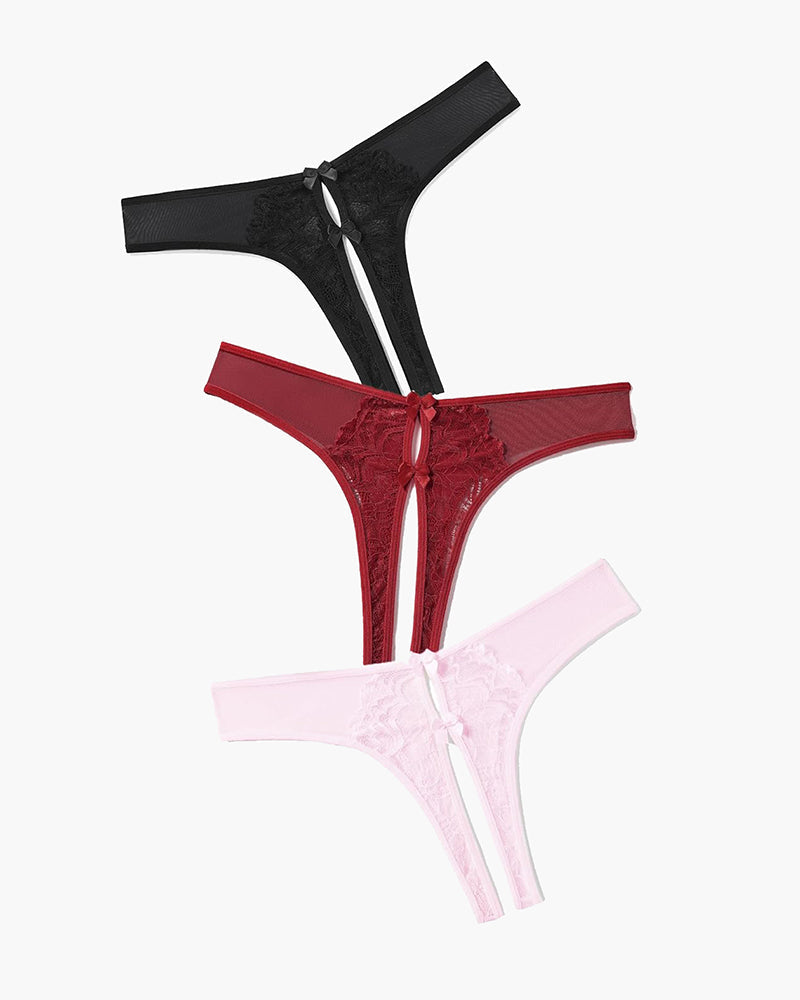 Mesh Panties Briefs with Cute Bow 3 Pcs-1 Lingeries-panties - Tophatter Daily Deals