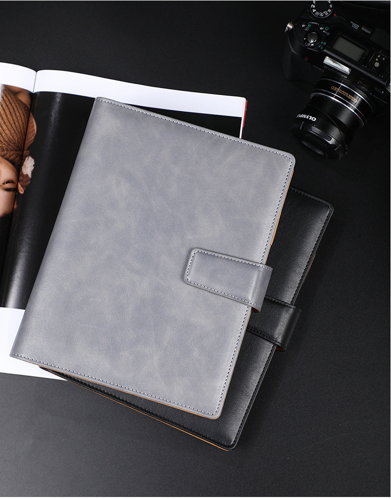 A5 leather buckle 6-hole clip notebook Grey 0 - Tophatter Daily Deals