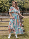 Plus Size Lace Detail Printed Half Sleeve Midi Dress Casual Dresses - Tophatter Daily Deals