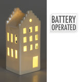 15cm White Ceramic LED Christmas House | Light-Up Ornament | Design Varies LED Light - Tophatter Daily Deals