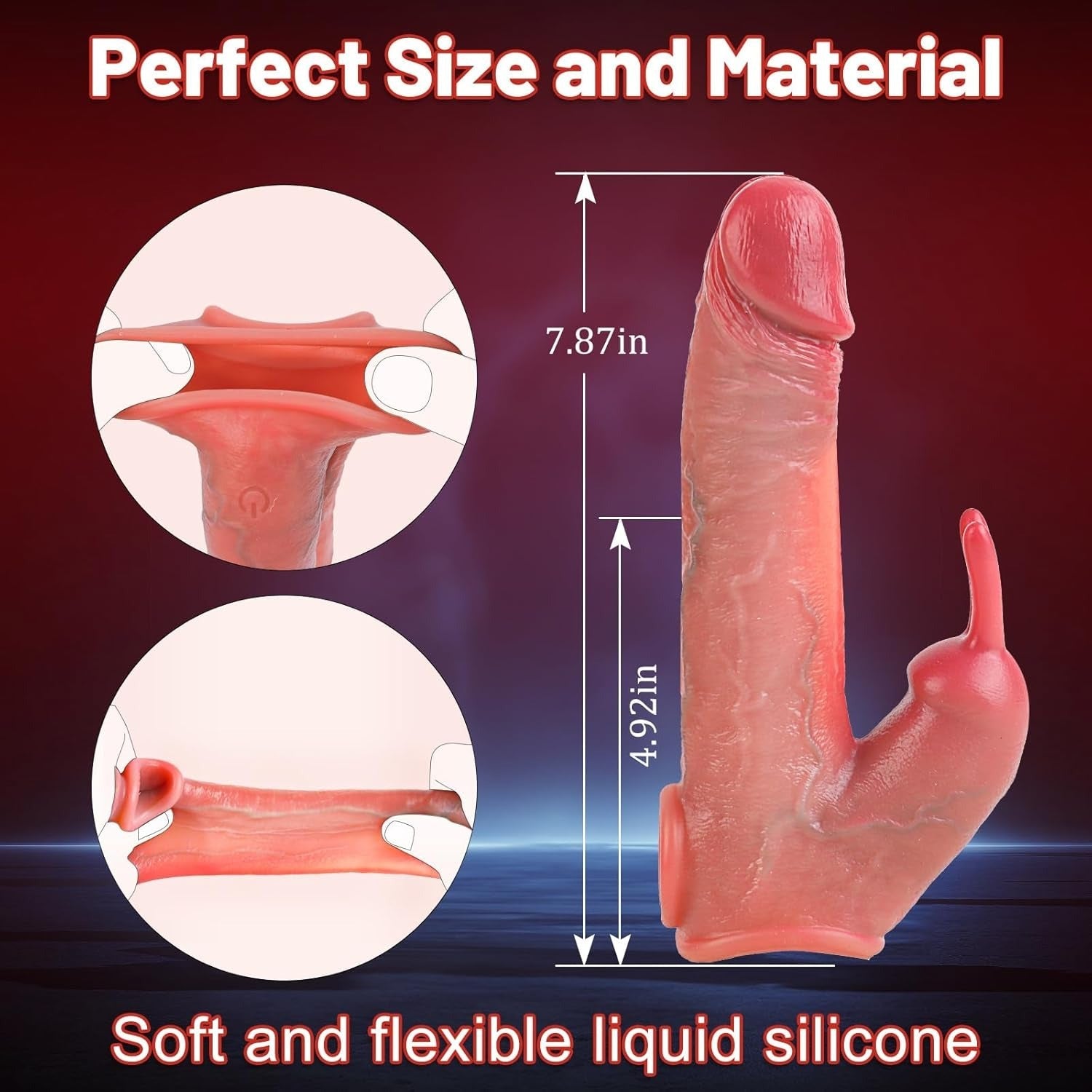 Acmejoy - Penis Enlarger Vibrator – Lifelike Penis Sleeve with Rabbit & Dual Motors Dildos - Tophatter Daily Deals