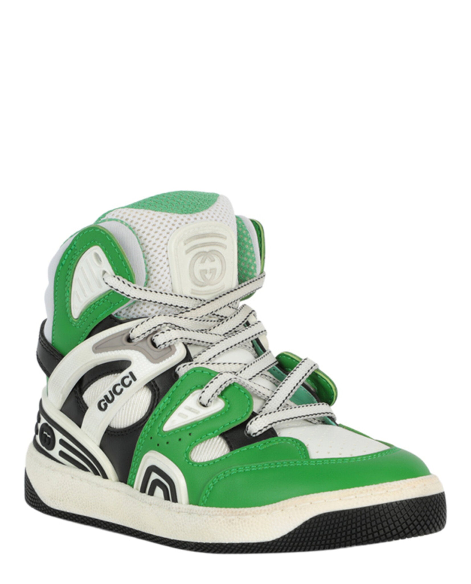 Gucci Basket Leather High-Top Sneakers Footwear - Tophatter Daily Deals