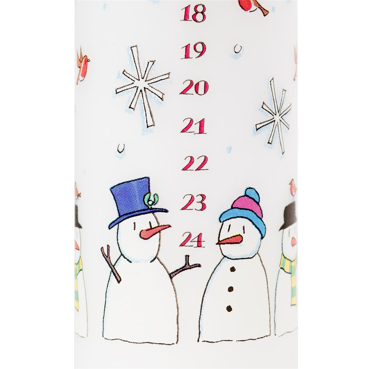 Traditional Countdown To Christmas Advent Dinner Pillar Candle - Snowman And Snowflake Design (Large Size) Advent Candle - Tophatter Daily Deals