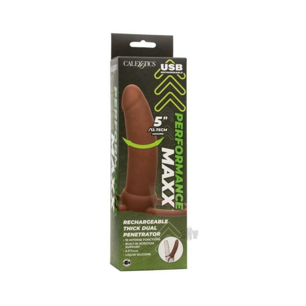 Performance Maxx Thick Dual Penetrator Brown - Tophatter Daily Deals