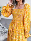 Smocked Square Neck Flounce Sleeve Dress Casual Dresses - Tophatter Daily Deals