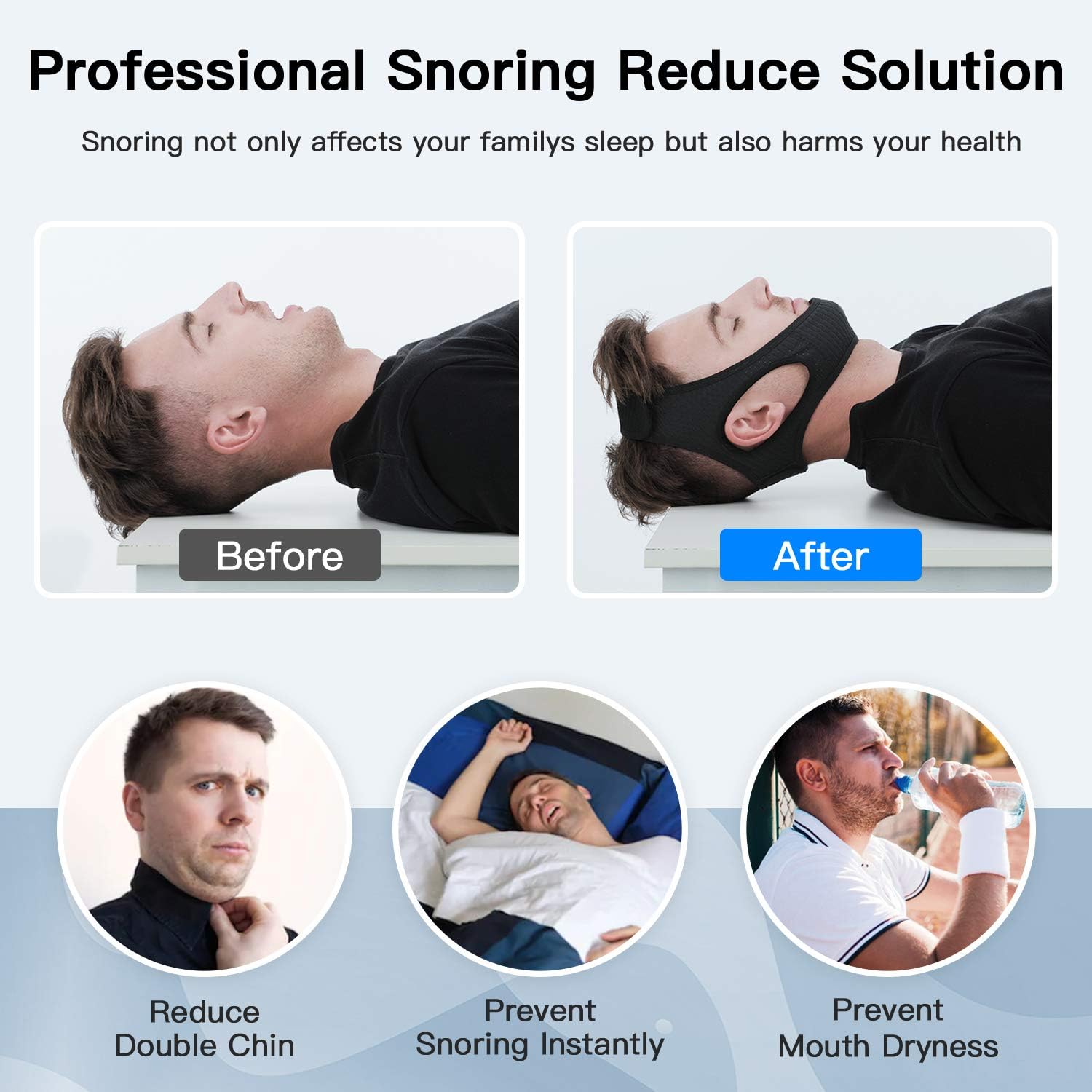Anti Snoring Chin Strap Breathable Sleep Apnea Aid 2025 - Tophatter Daily Deals