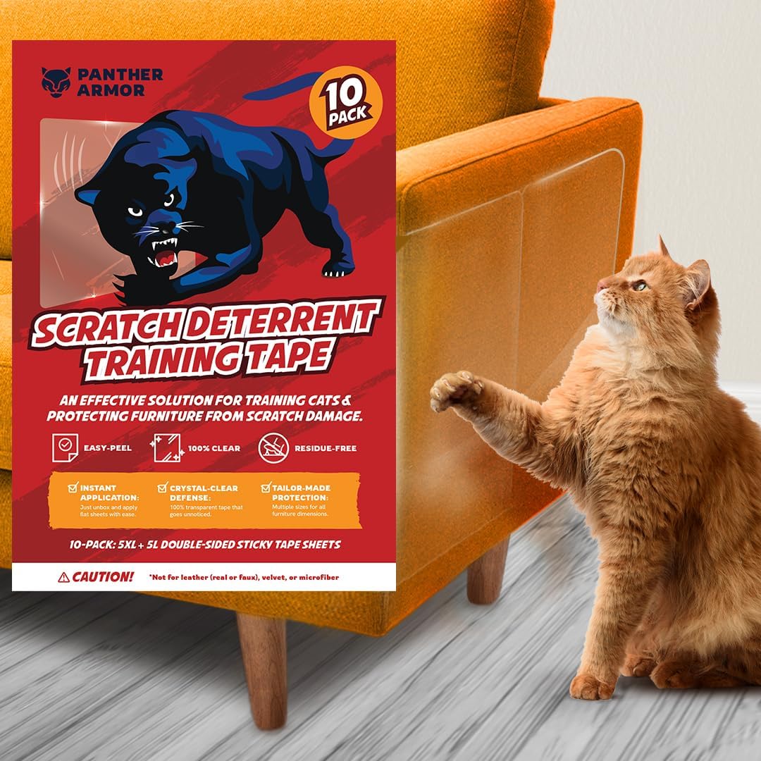 Panther Armor Cat Scratch Furniture Protector – Double Sided Anti Cats Scratching Sticky Tape – 10 Sheets Pet Supplies - Tophatter Daily Deals